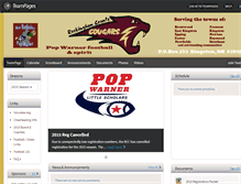 Tablet Screenshot of cougarspopwarner.teampages.com